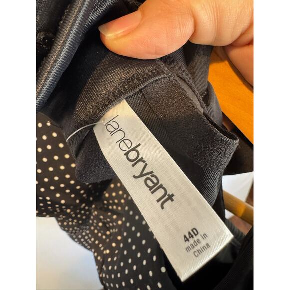 Lane Bryant Fitted Underwire Tankini Top 44D Black‎ White Polka Dots - Picture 5 of 5